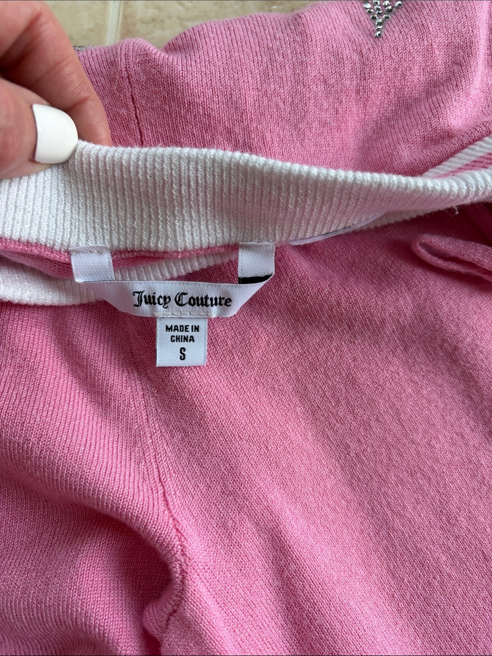 Juicy Couture Pink Rhinestone Strapless Tube Top and Drawstring Pants Set - Picture 2 of 4